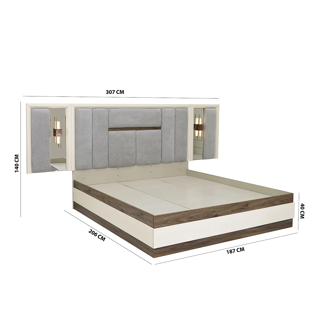 Audace Bedroom Set 6pcs 200X180 -White-Light Oak thumbnail 5