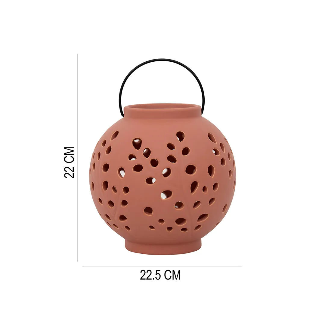 Quinn ceramic lantern Terracota -22.5×22.5x22cm thumbnail 6
