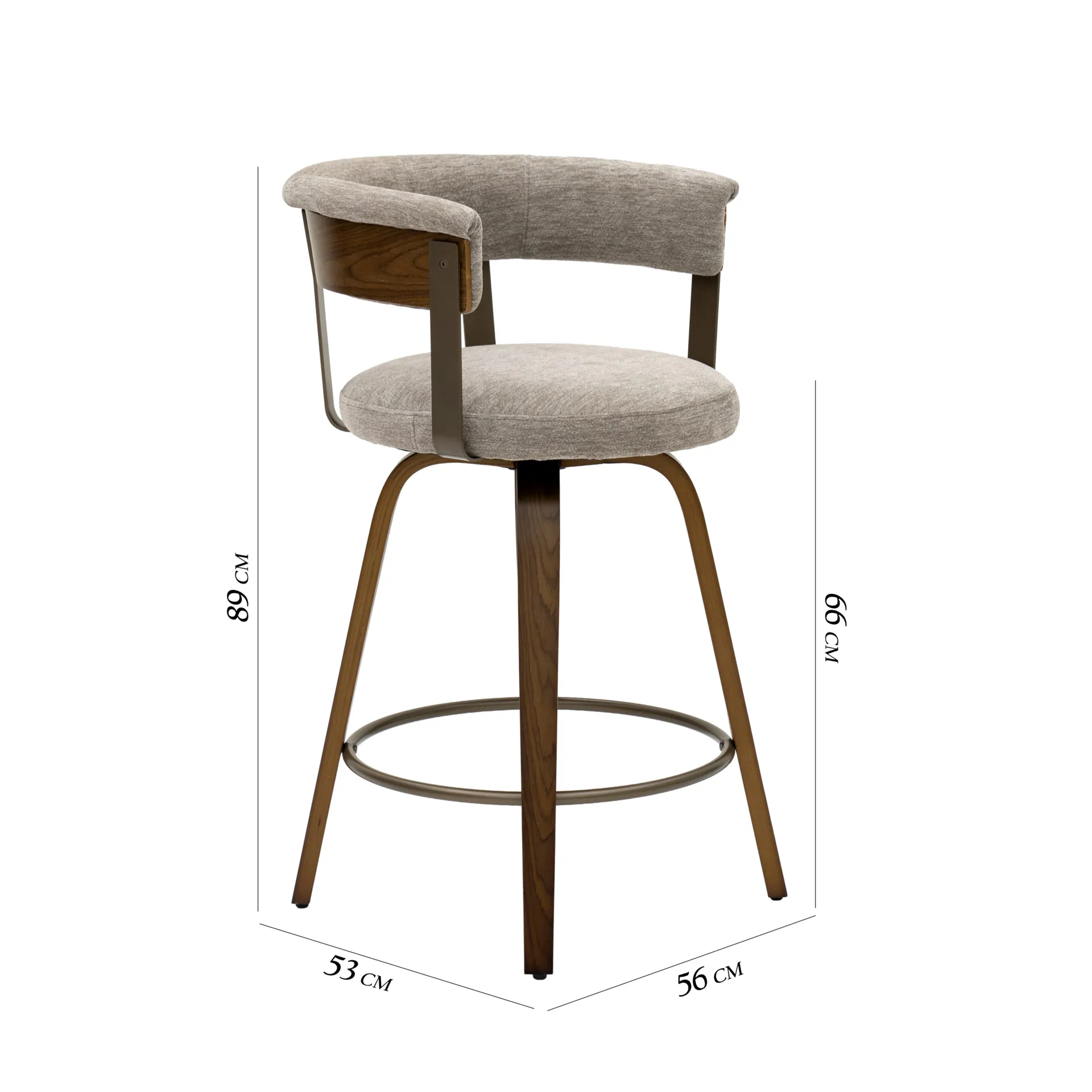 Juniper Bar Chair -Walnut and Taupe thumbnail 7