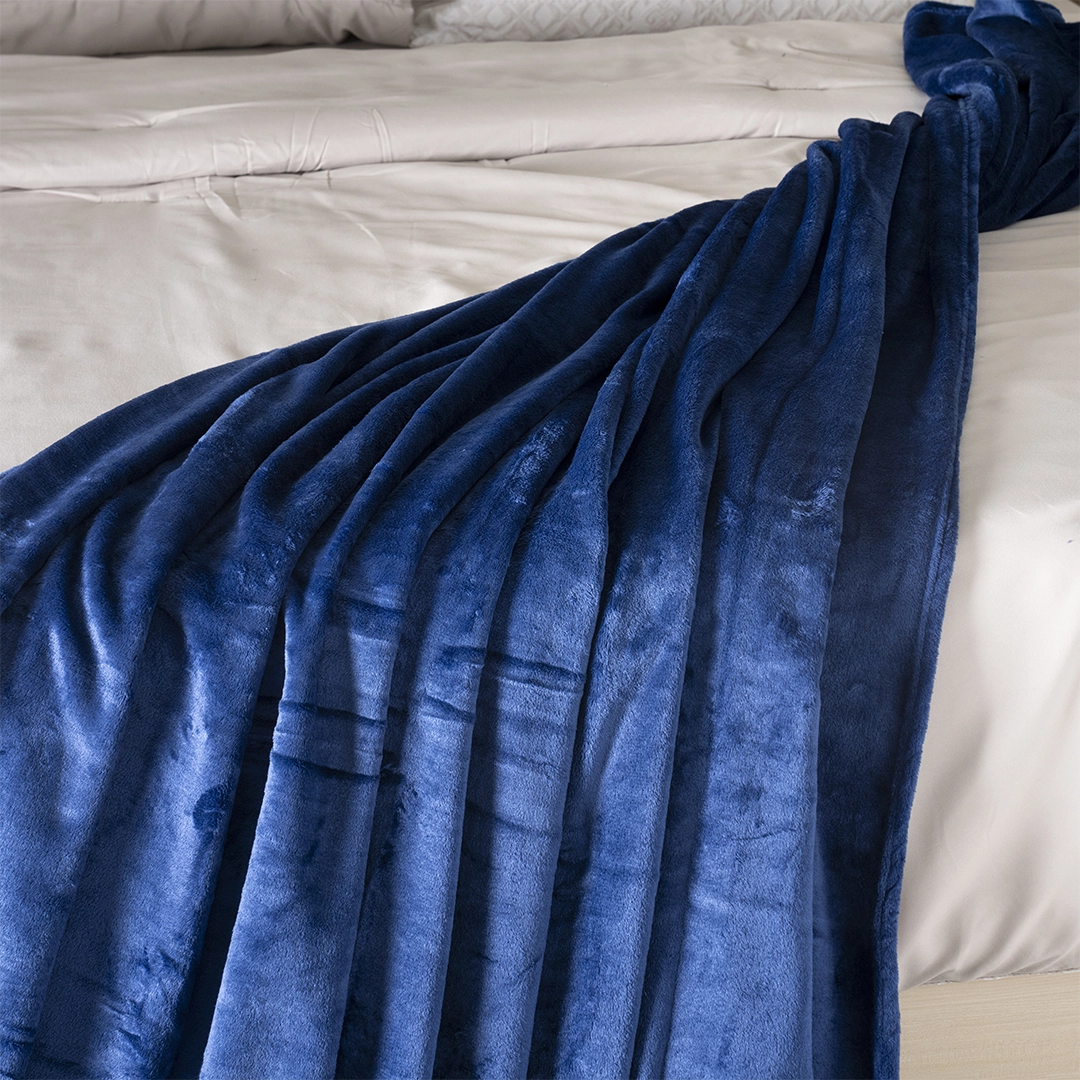 Celestine Solid Blanket -Navy Blue -200x230cm thumbnail 3