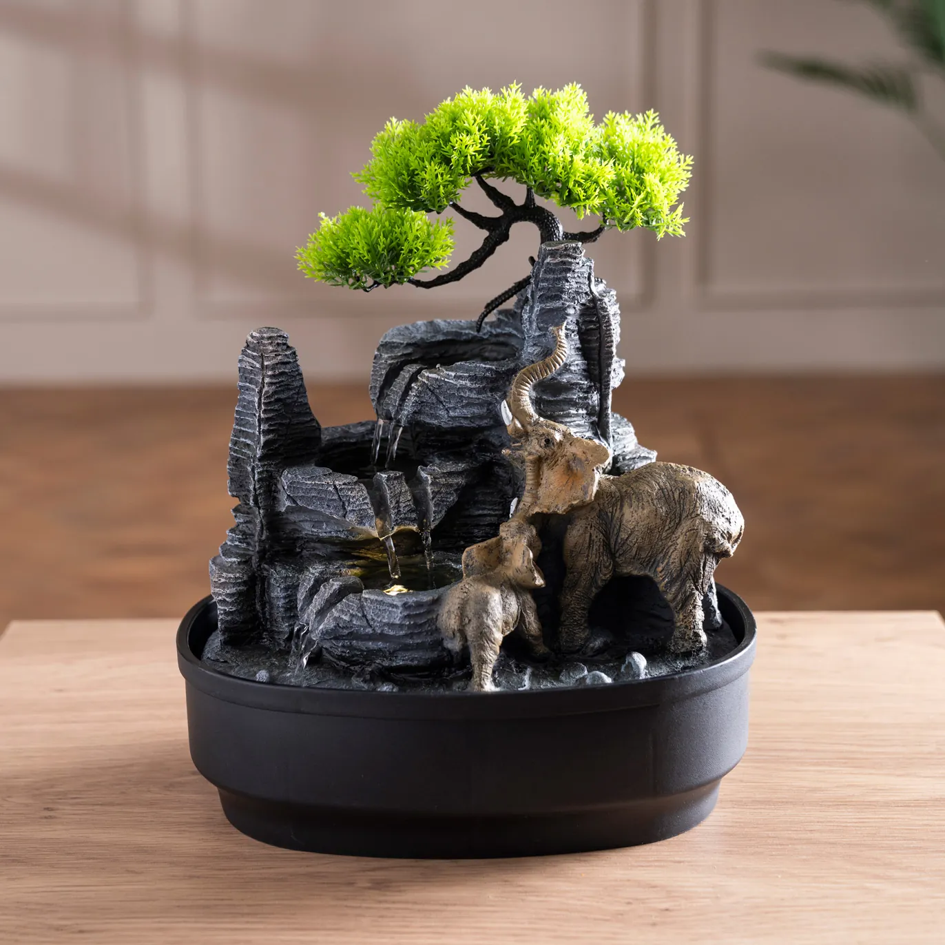 Rivulet Elephant & Cub Indoor Fountain Grey thumbnail 5