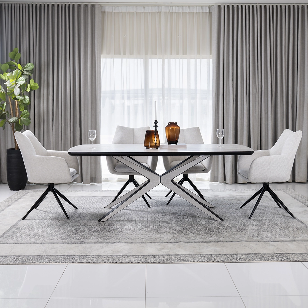 Star 1+6 Dining Set Col Off White/Black thumbnail 2