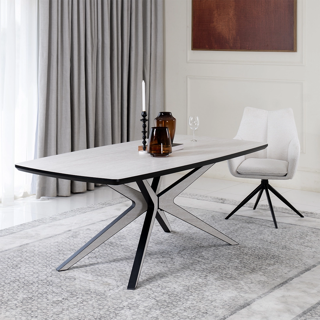 Star 1+6 Dining Set Col Off White/Black thumbnail 3
