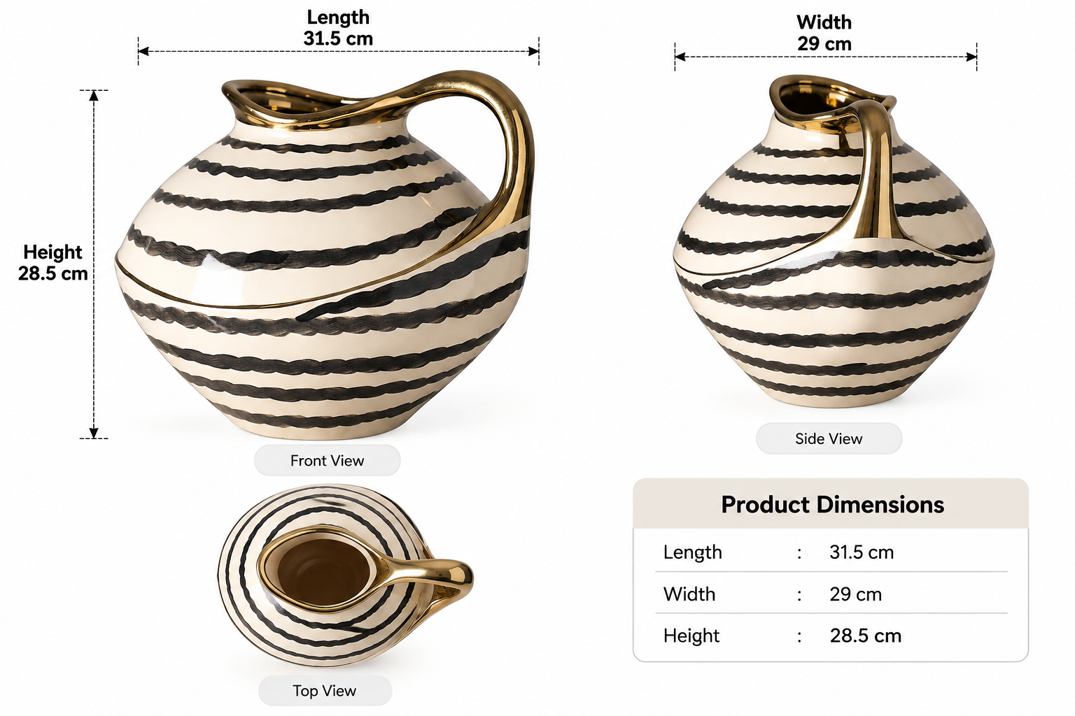 Auric Ceramic Vase Cream/Black thumbnail 11