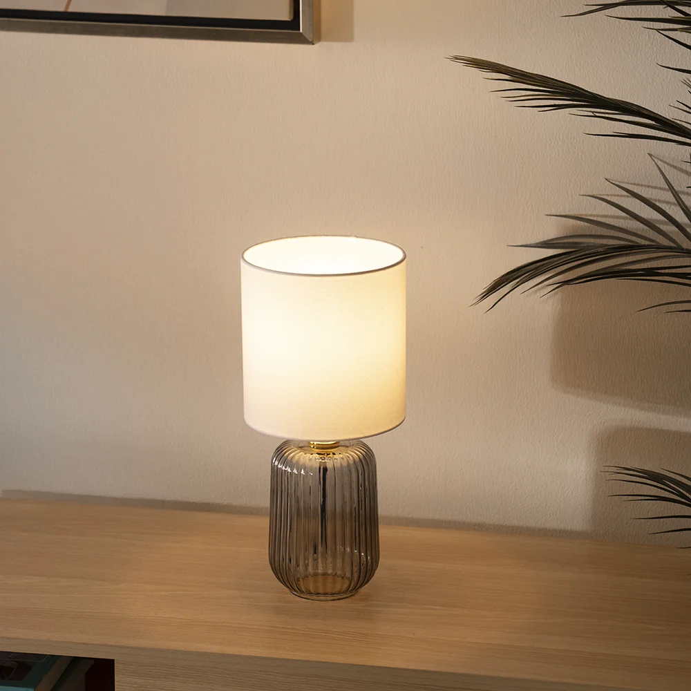 Tria Glass Table Lamp -Grey -36.5cm thumbnail 3