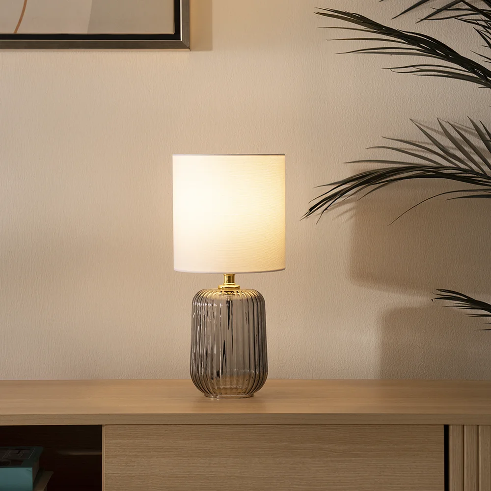Tria Glass Table Lamp -Grey -36.5cm thumbnail 2