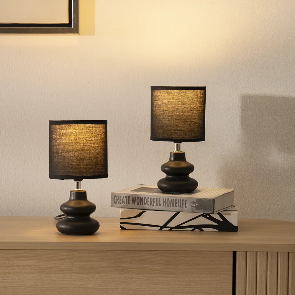 Tria Set Of 2 Ceramic Table Lamp Black 12X12X23Cm thumbnail 3