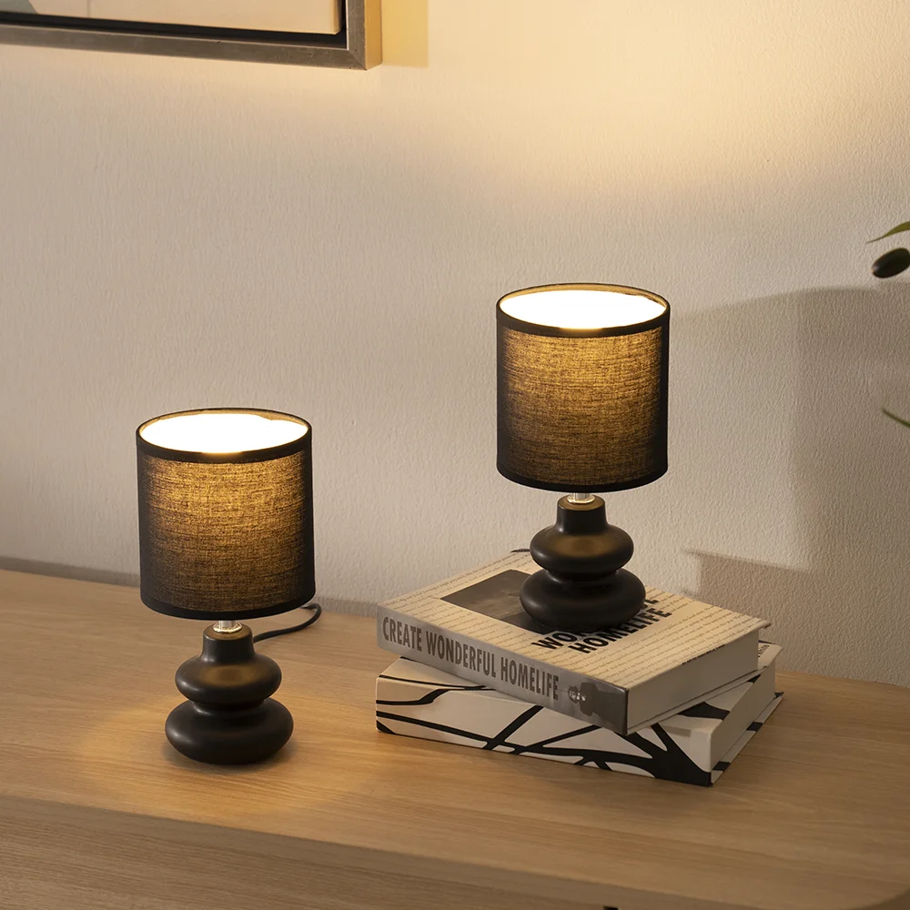 Tria Set Of 2 Ceramic Table Lamp Black 12X12X23Cm thumbnail 2