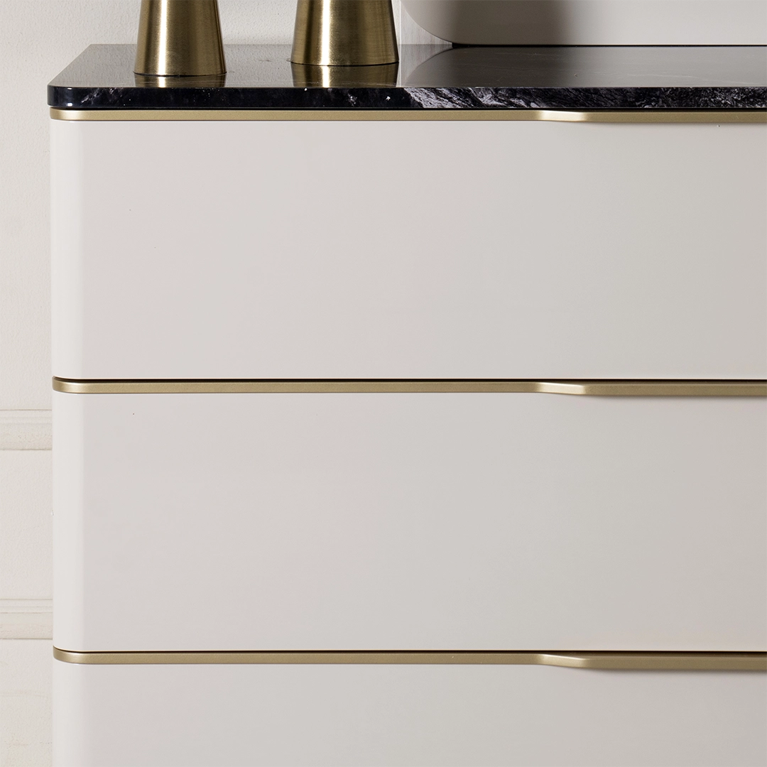 Tribeca Dresser With Mirror & Stool Only – Black & Beige thumbnail 2
