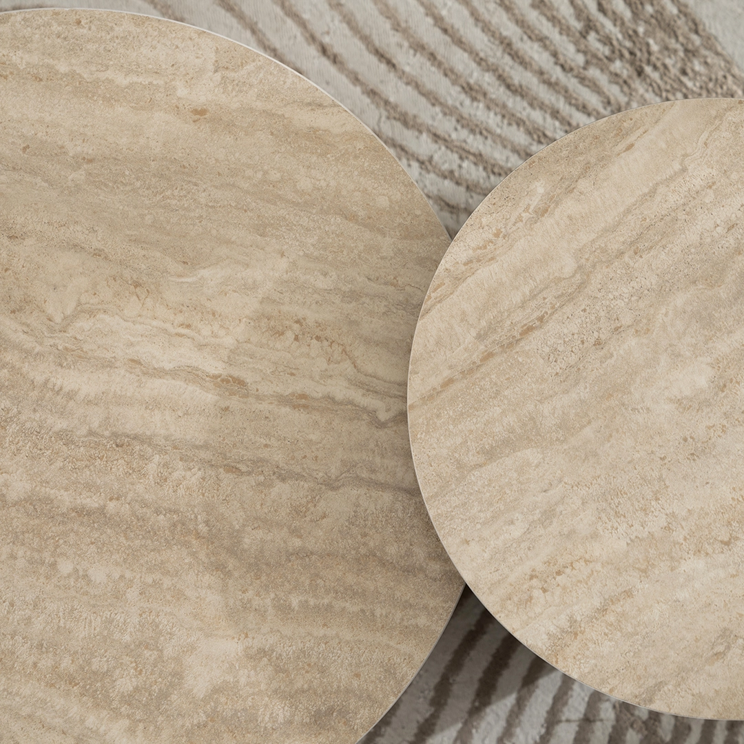 Tristan Coffee Table Set of 2 -Travertine/Black thumbnail 4