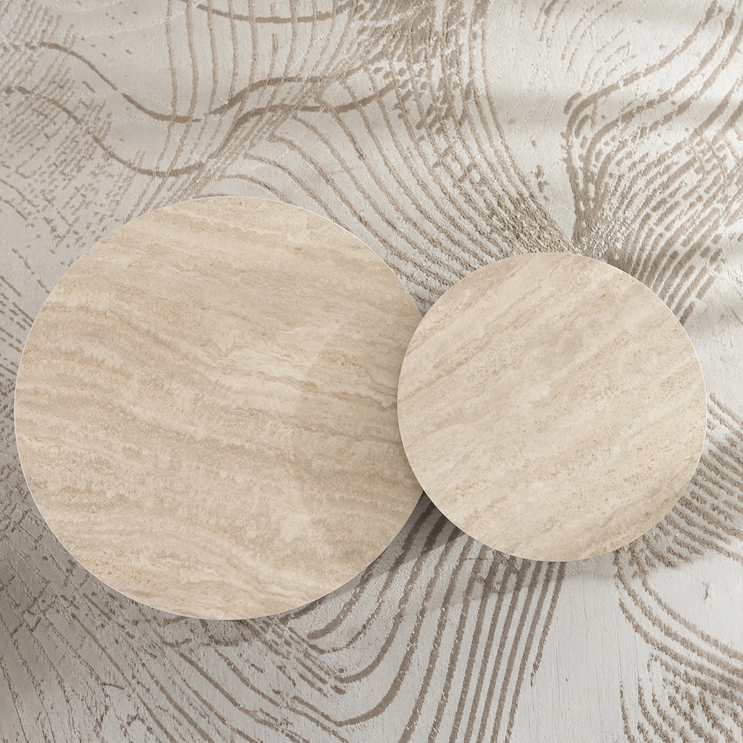 Tristan Coffee Table Set of 2 -Travertine/Black thumbnail 5