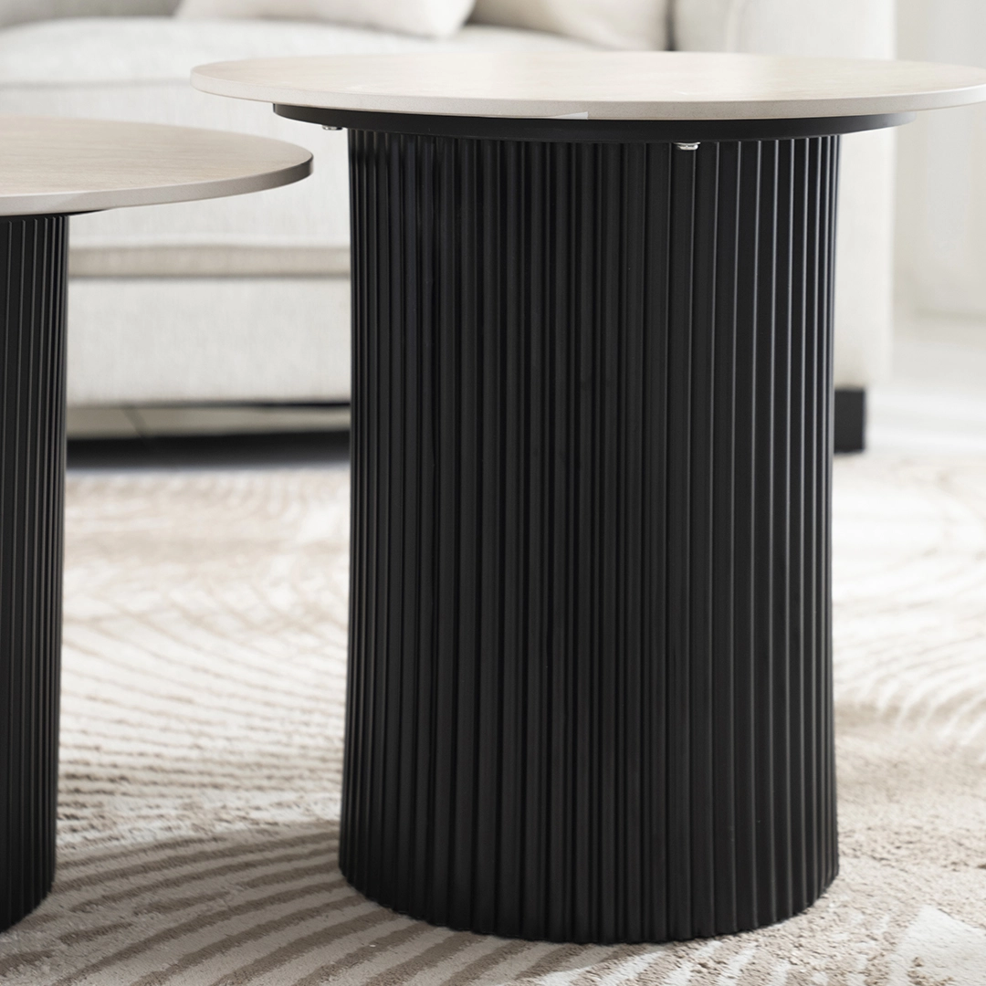Tristan Coffee Table Set of 2 -Travertine/Black thumbnail 6