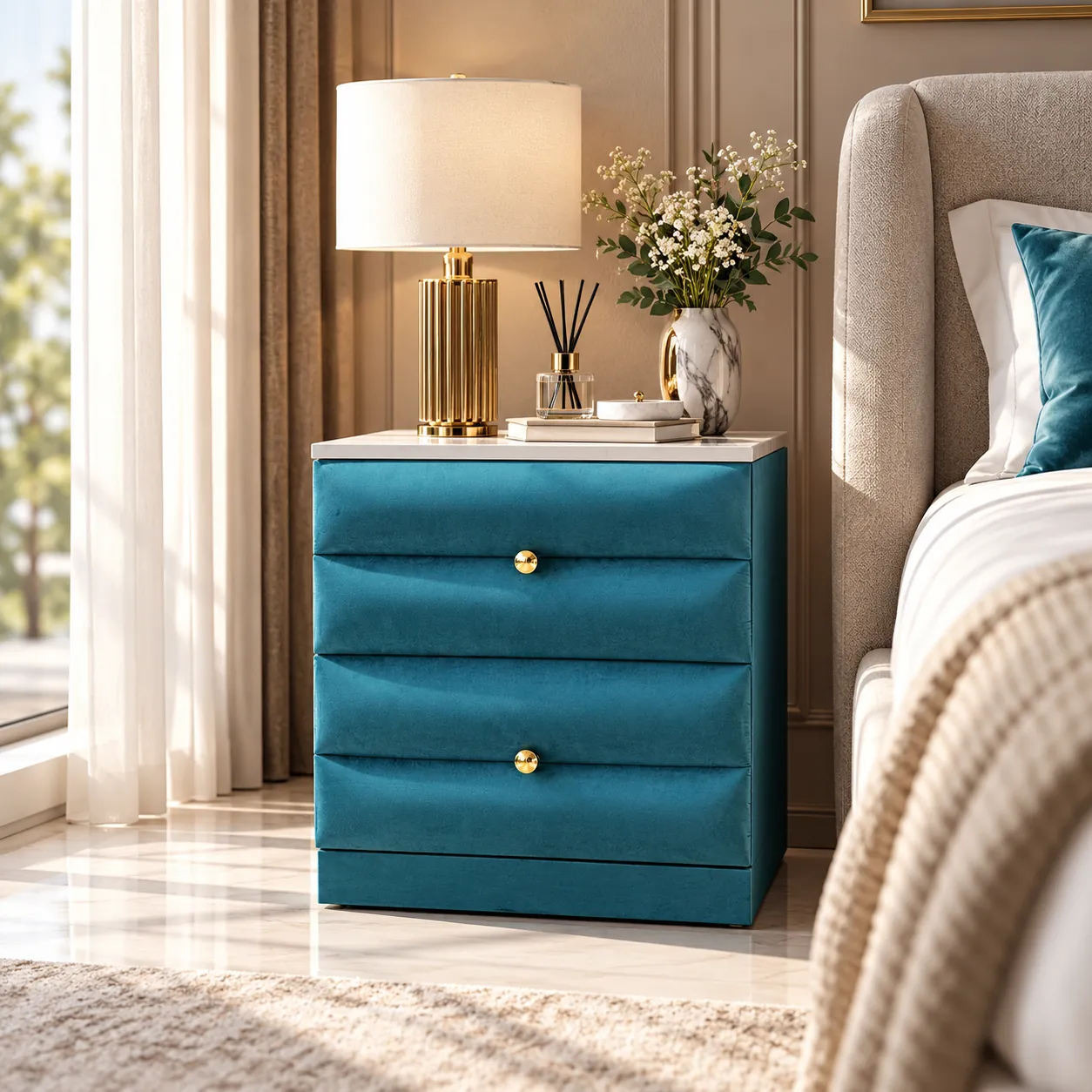 Mario Side Table With Marble Top