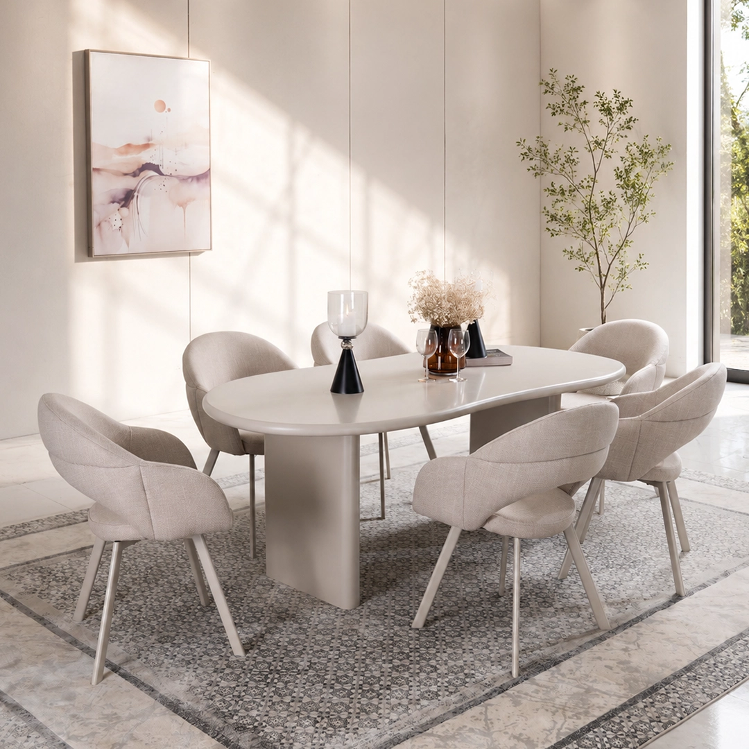 Urban 1+6 Dining Set Col Off White