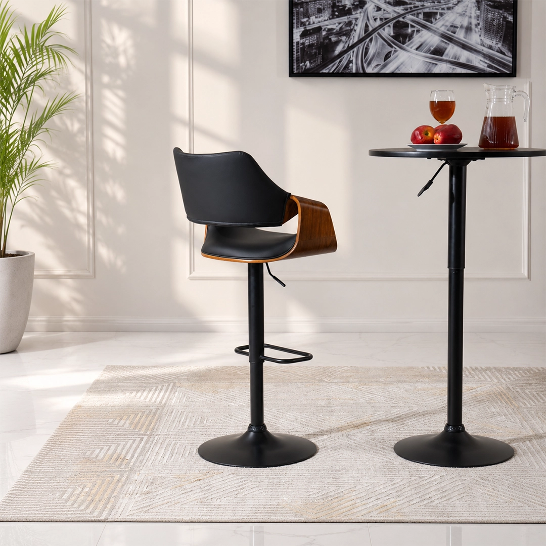Vida Bar Chair -Black & Walnut thumbnail 2