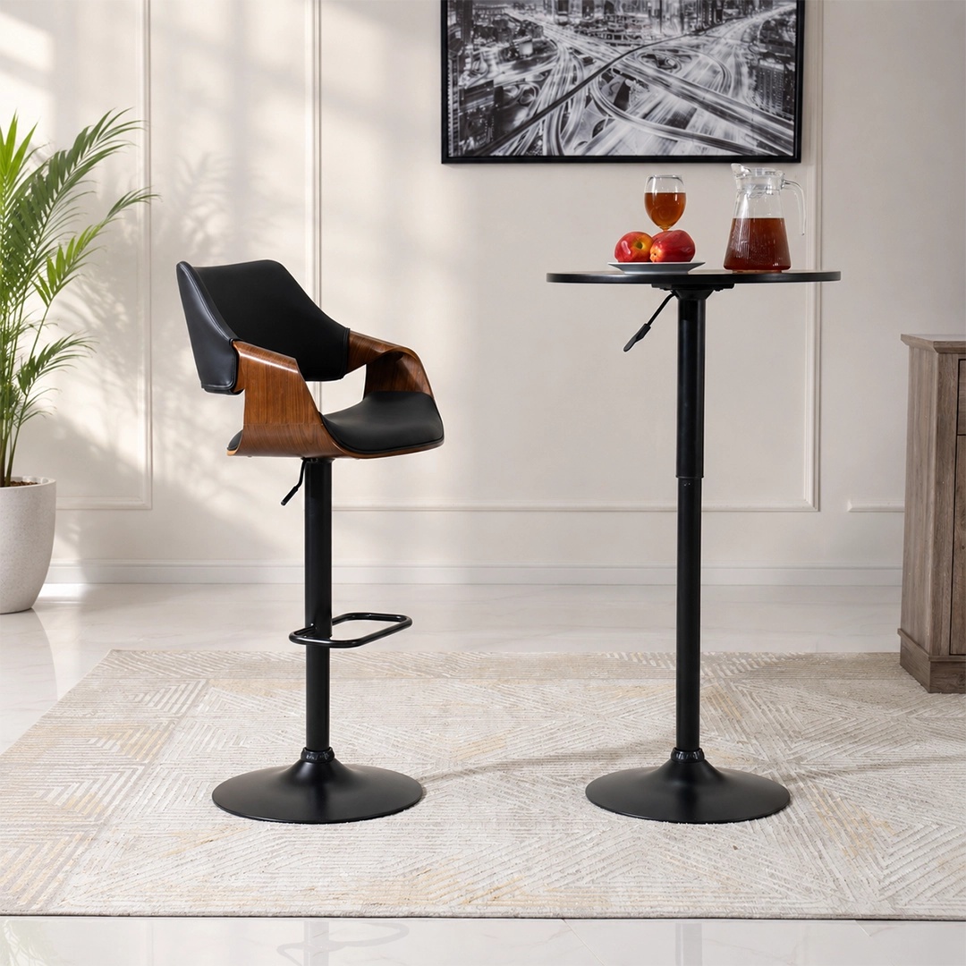 Vida Bar Chair -Black & Walnut thumbnail 2