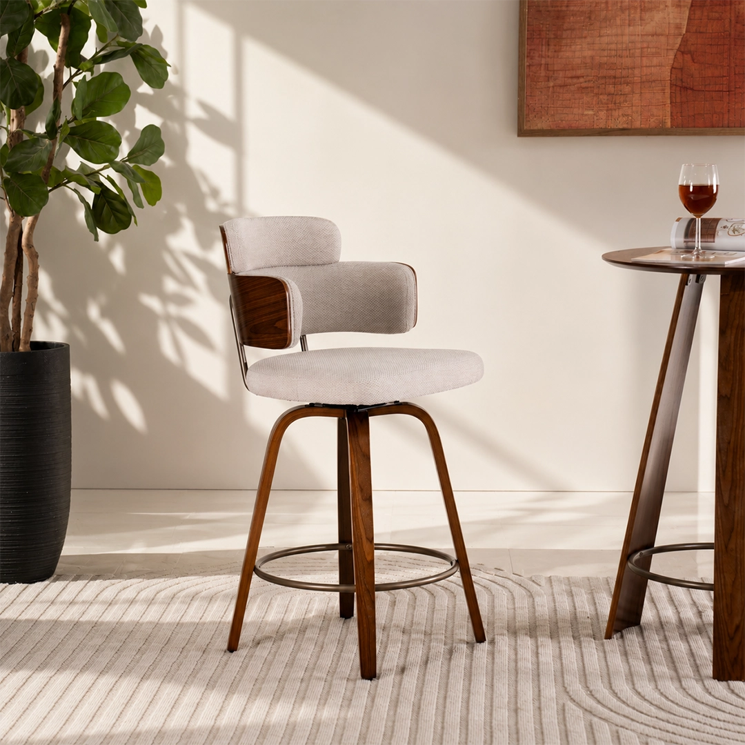 Viola Bar Chair -Walnut and Beige