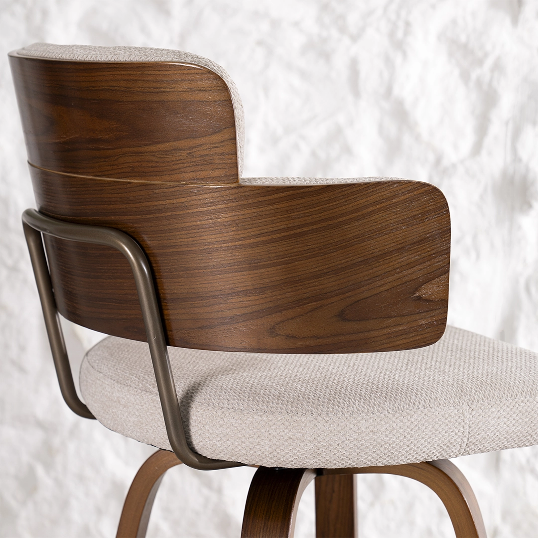 Viola Bar Chair -Walnut and Beige thumbnail 6