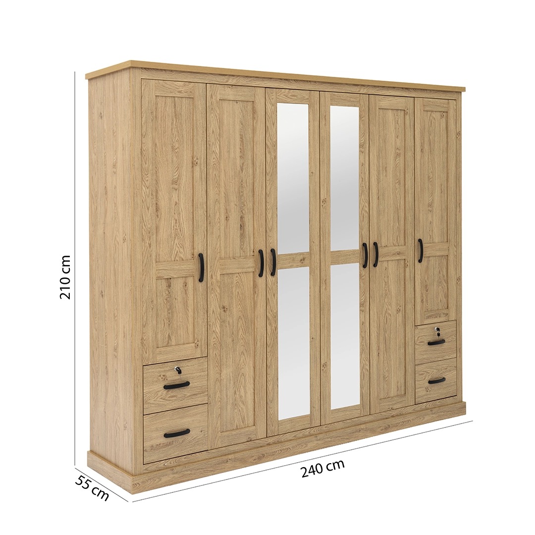 Majestic 6 Door Wardrobe -Oak thumbnail 5