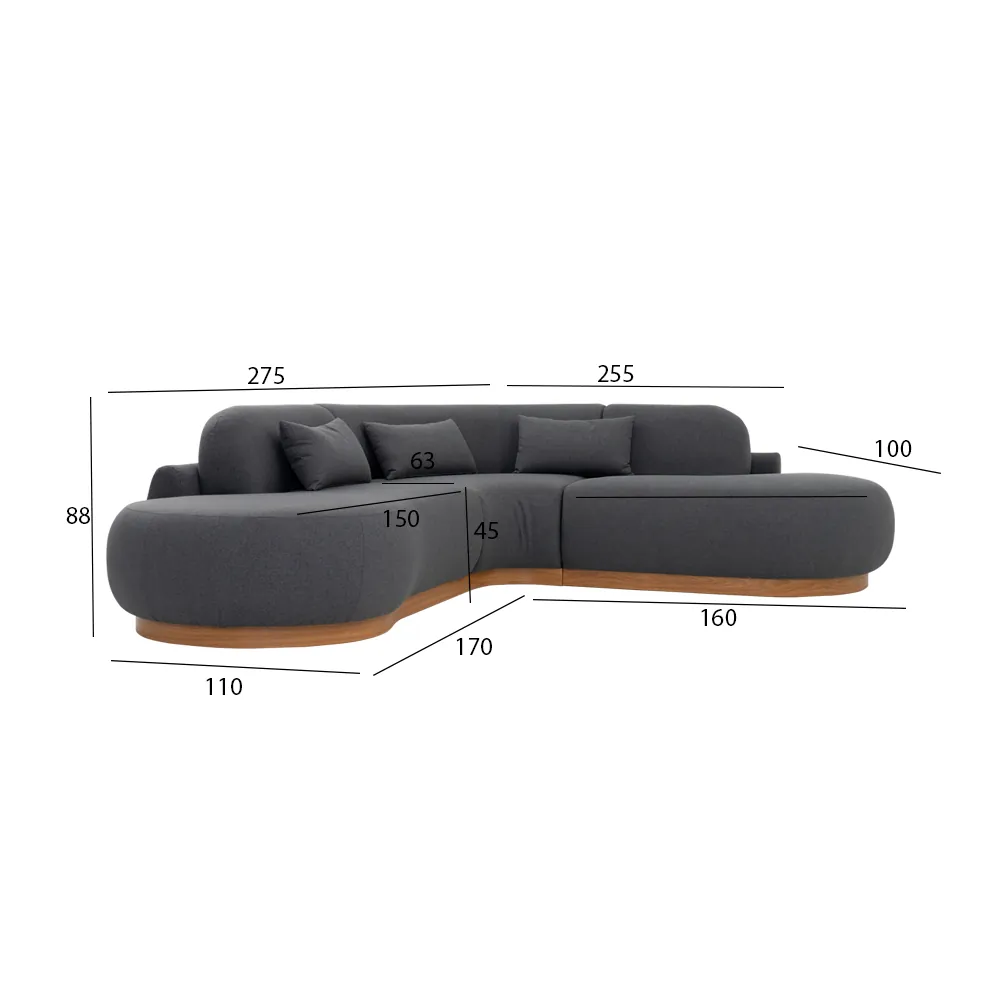 Lorenzo Corner Sofa Set-Grey thumbnail 5