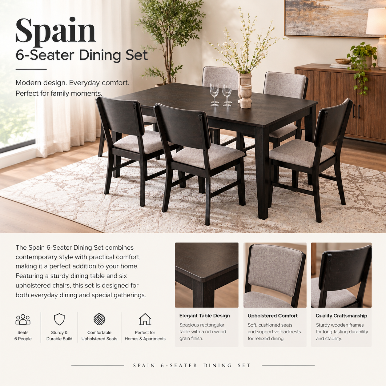 Spain 6-Seater Dining Set information