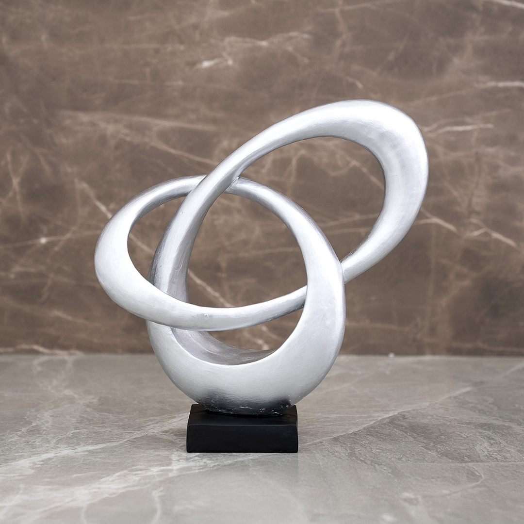 Auric Polyresin Abstract Black and Silver Accent -32cm