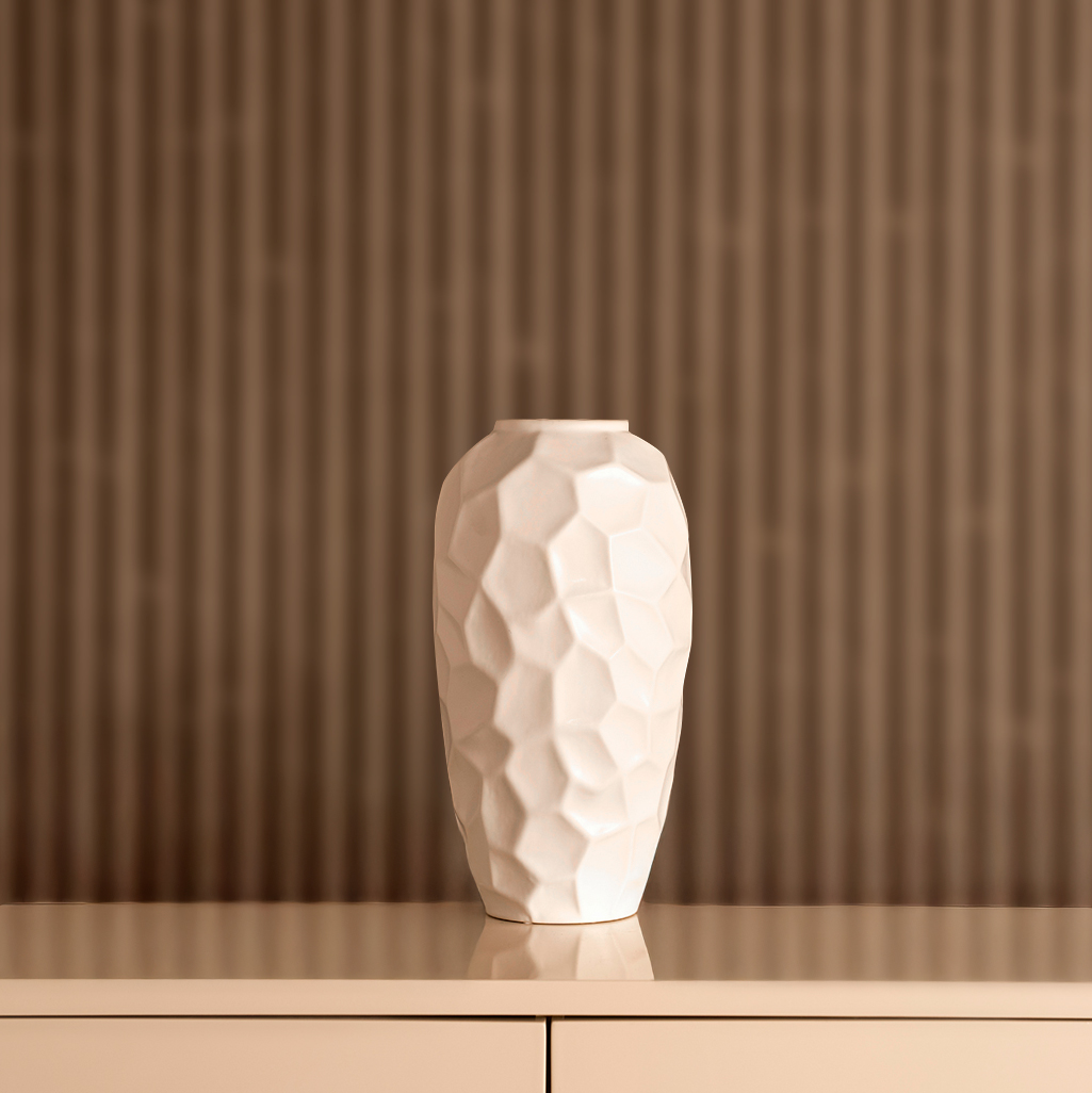 Blenka Ceramic White Vase -15.5×15.5x30cm