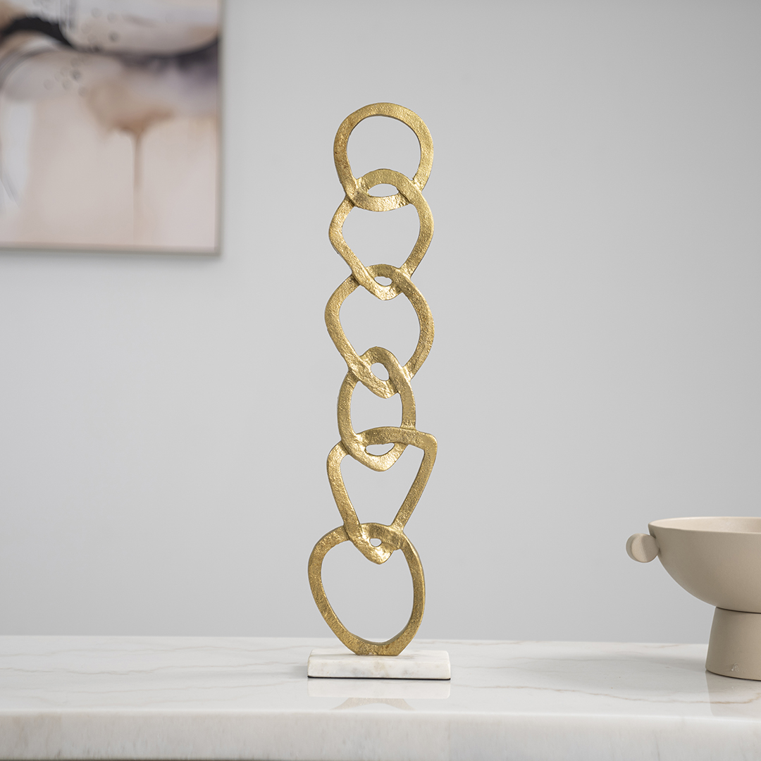 Casa Metal Accent With Marble Base Gold 56.5cm