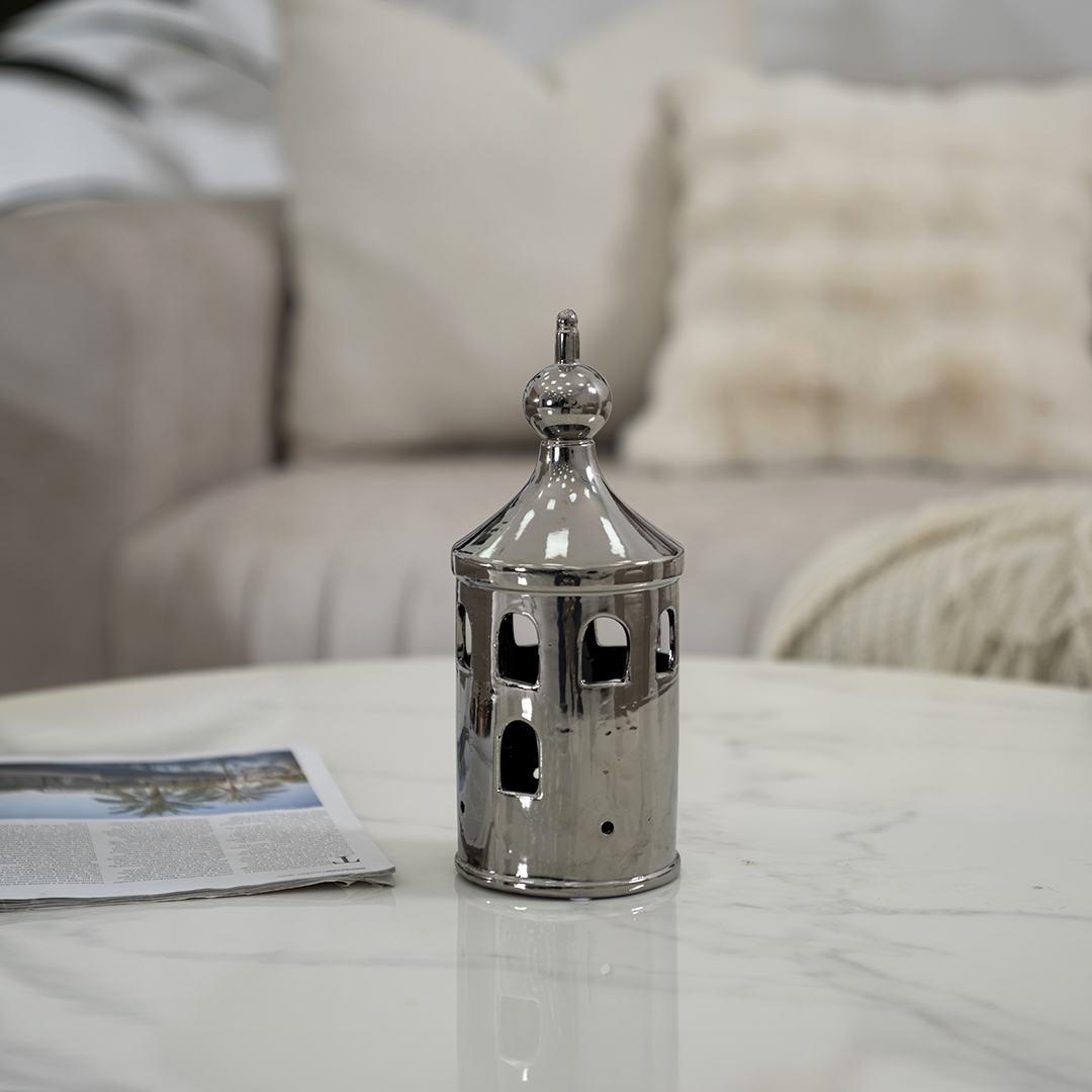 Delyn Ceramic Silver Lantern -10.8×10.8×26.5cm