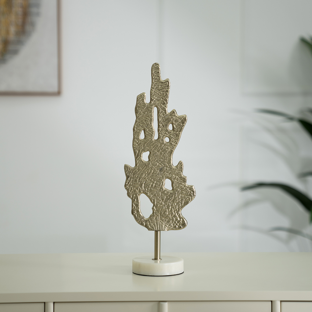 Ernid Metal Marble Accent With Marble Base -15x15x45.5cm