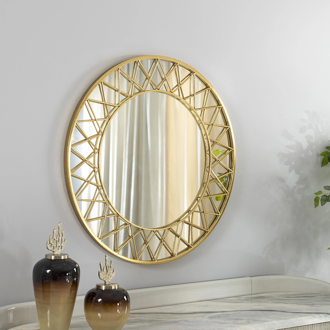Novo Metal Wall Mirror Gold -80×2.8x80cm