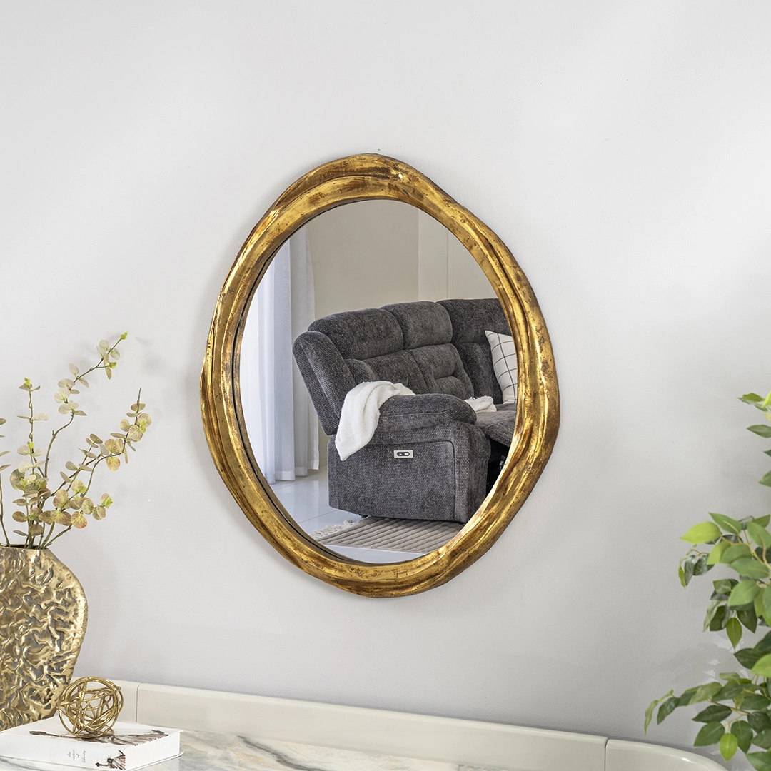Novo Metal Wall Mirror Gold -81x4x74cm