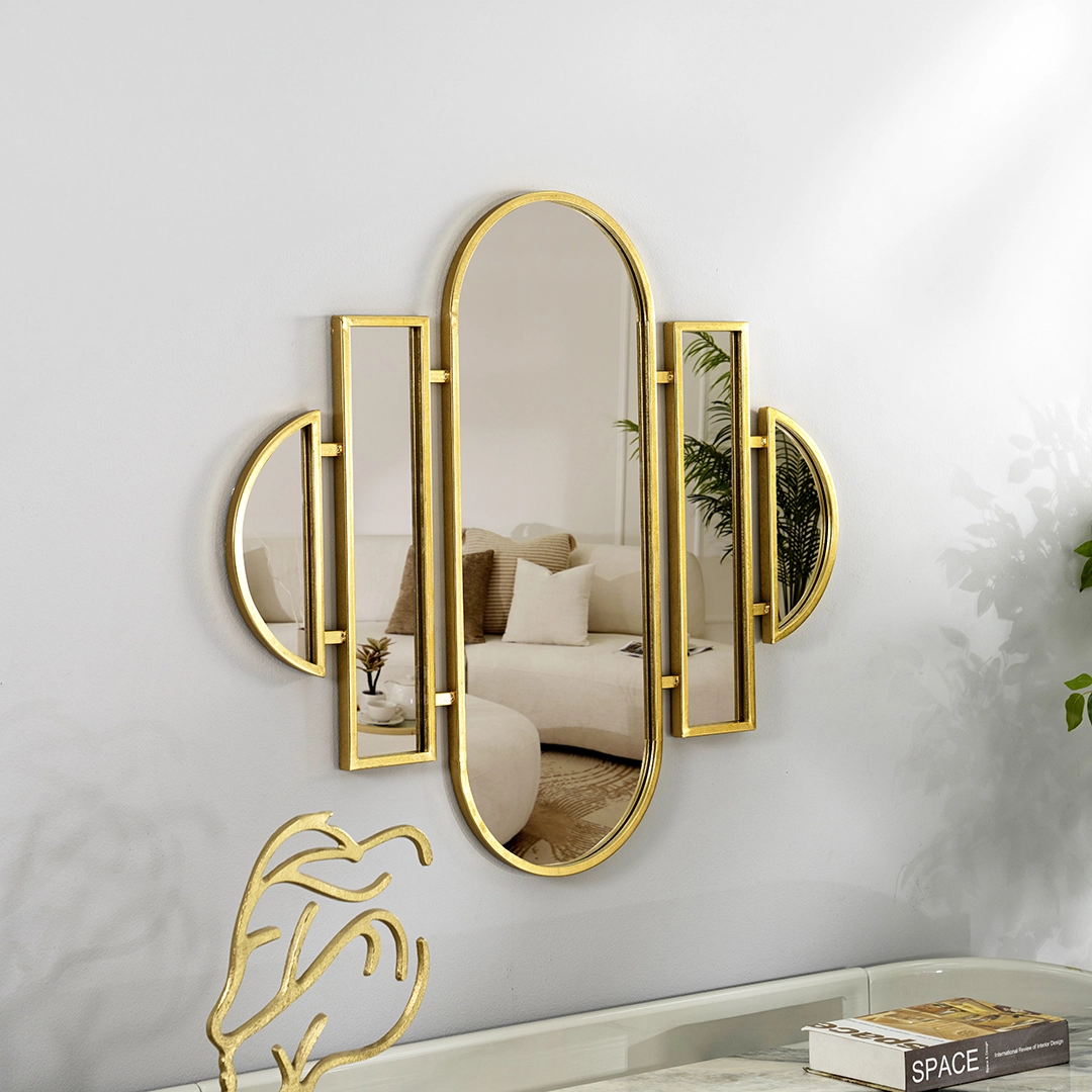 مرآة حائط معدنية من نوفو ذهبي - 89x2x80 سم