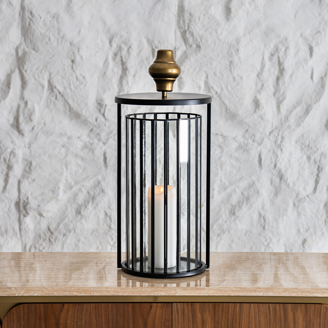 Mesa metal antique finish lantern -26x26x59cm