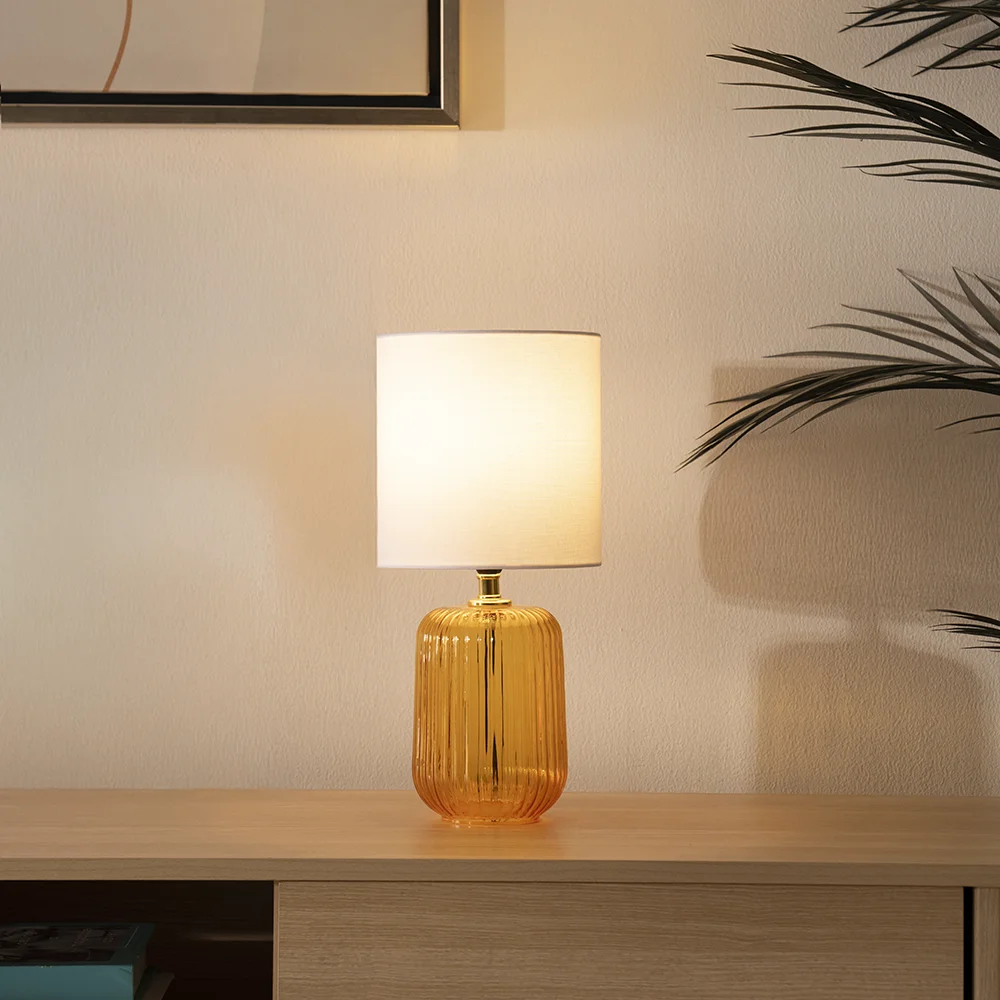 Tria Glass Table Lamp -Amber -36.5cm