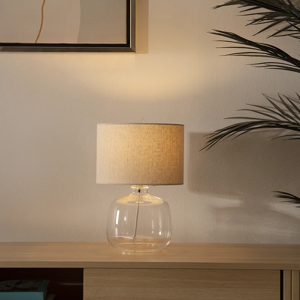 مصباح طاولة زجاج تريا - شفاف - 32.5 سم