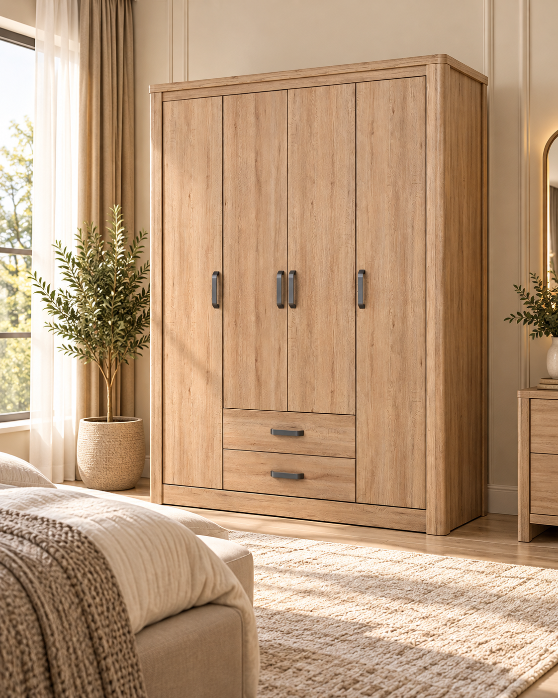 Olivos 4 Door Wardrobe – Oak