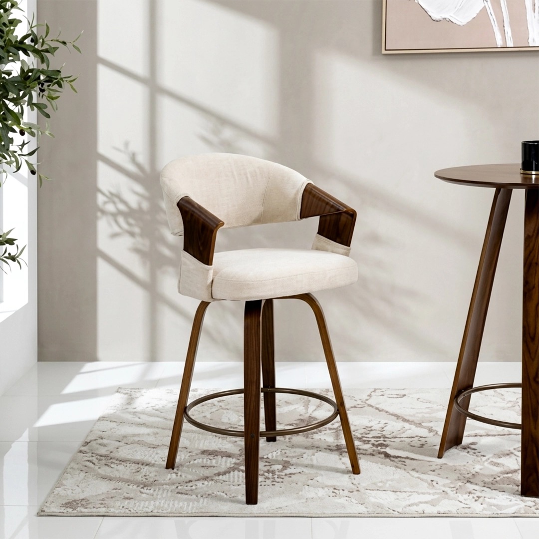 Eleanor Bar Chair -Walnut & Off White