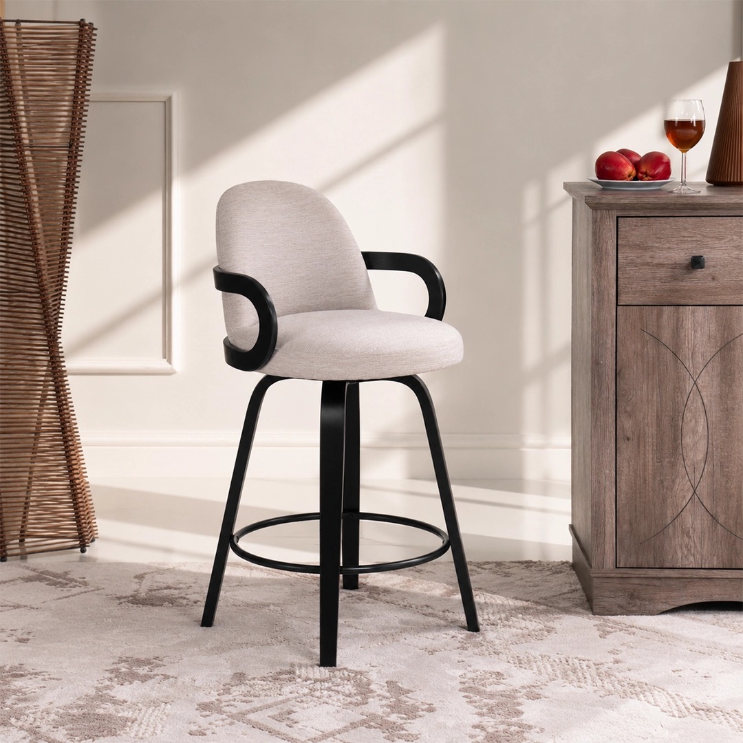 Ela Bar Chair -Walnut and Taupe